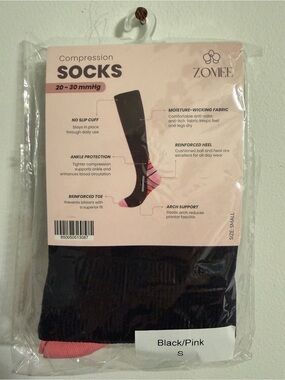 Zomee Women’s Compression Socks — Black/Pink